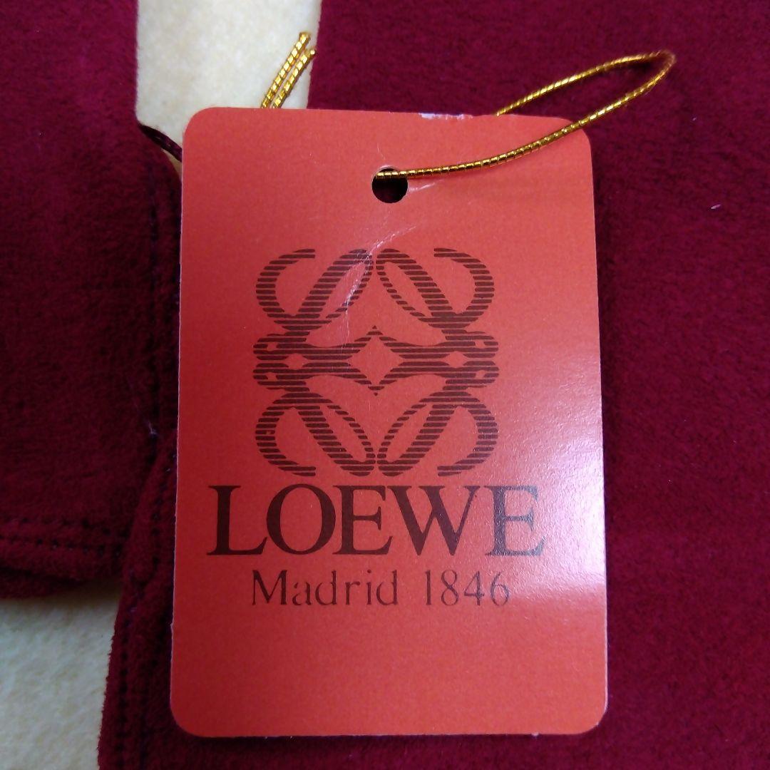 バーガンディ スエード手袋　ロエベ　6.5　新品