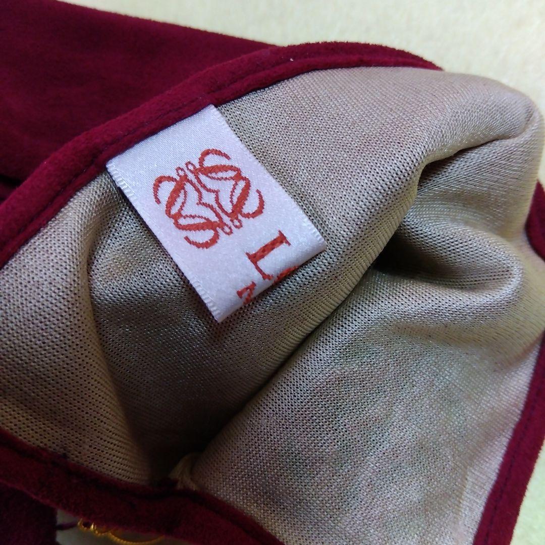 バーガンディ スエード手袋　ロエベ　6.5　新品