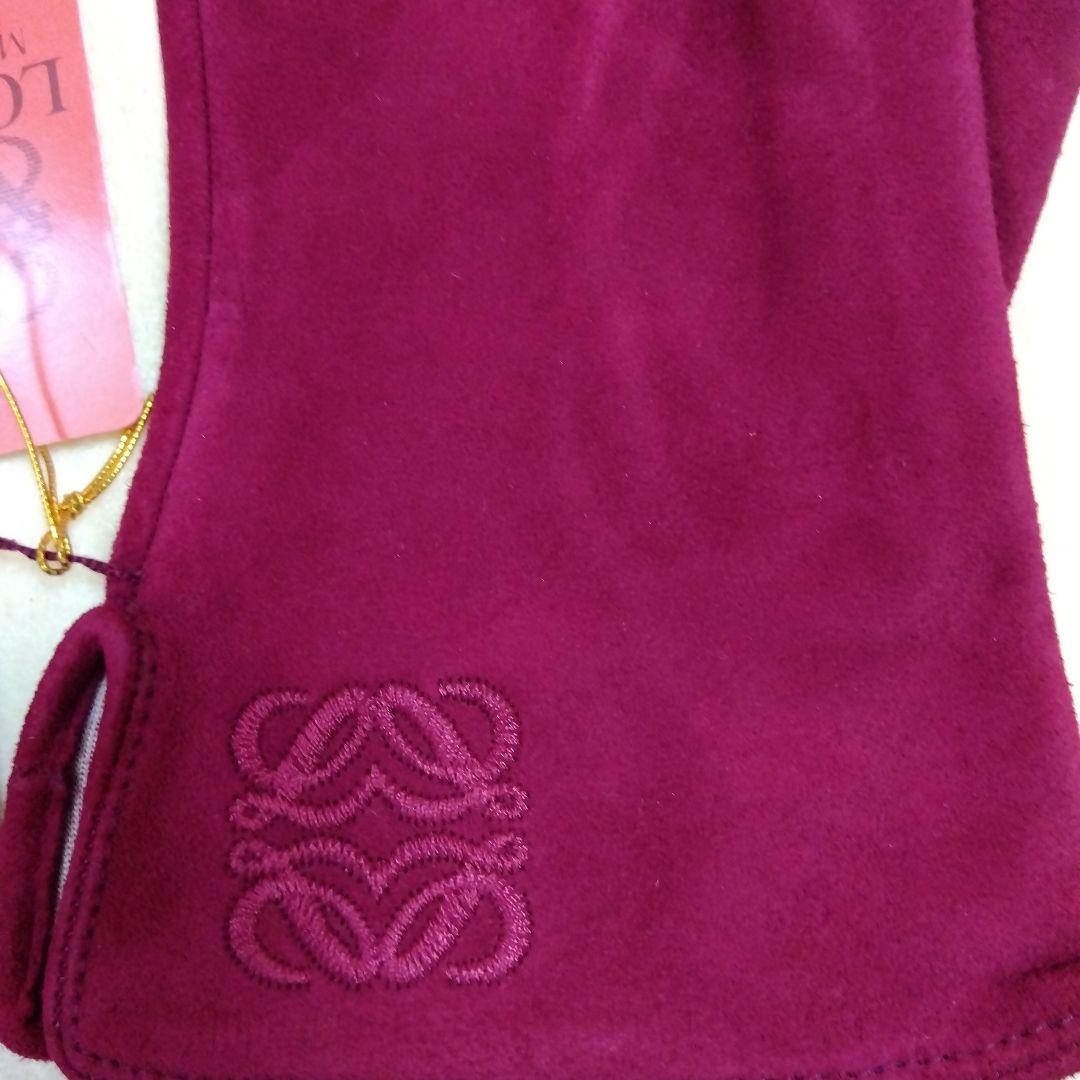 バーガンディ スエード手袋　ロエベ　6.5　新品