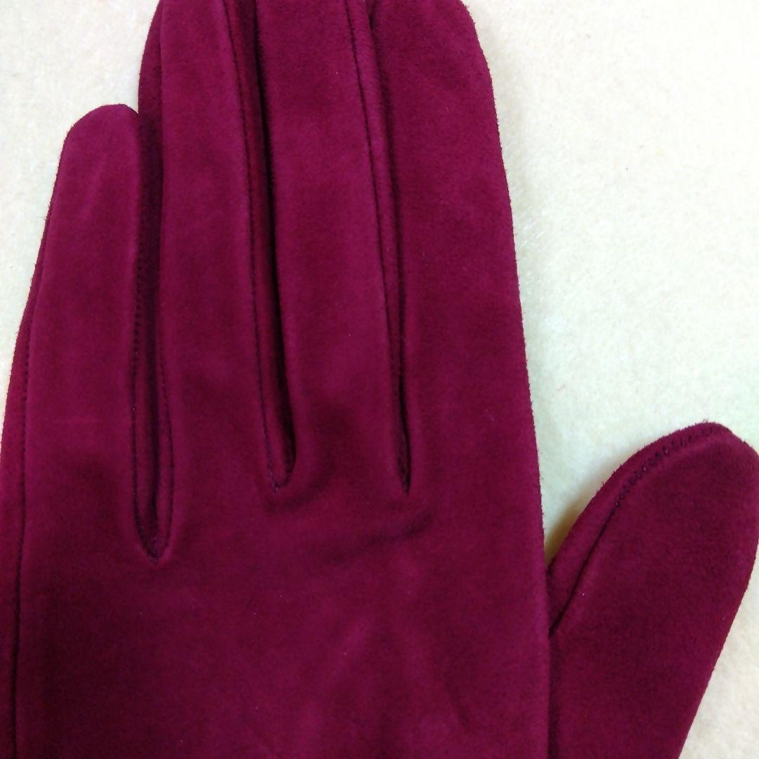 バーガンディ スエード手袋　ロエベ　6.5　新品