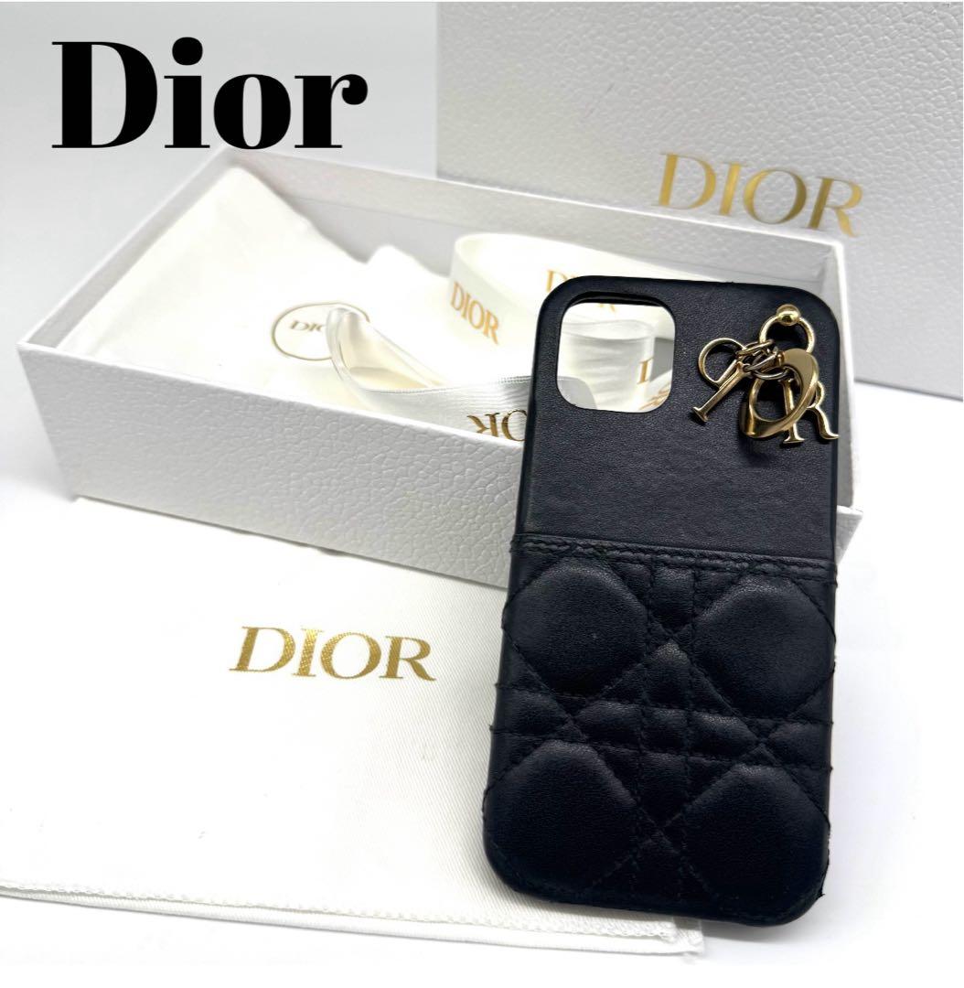 Diorキルティング iPhone12 12Proスマホケース ブラック