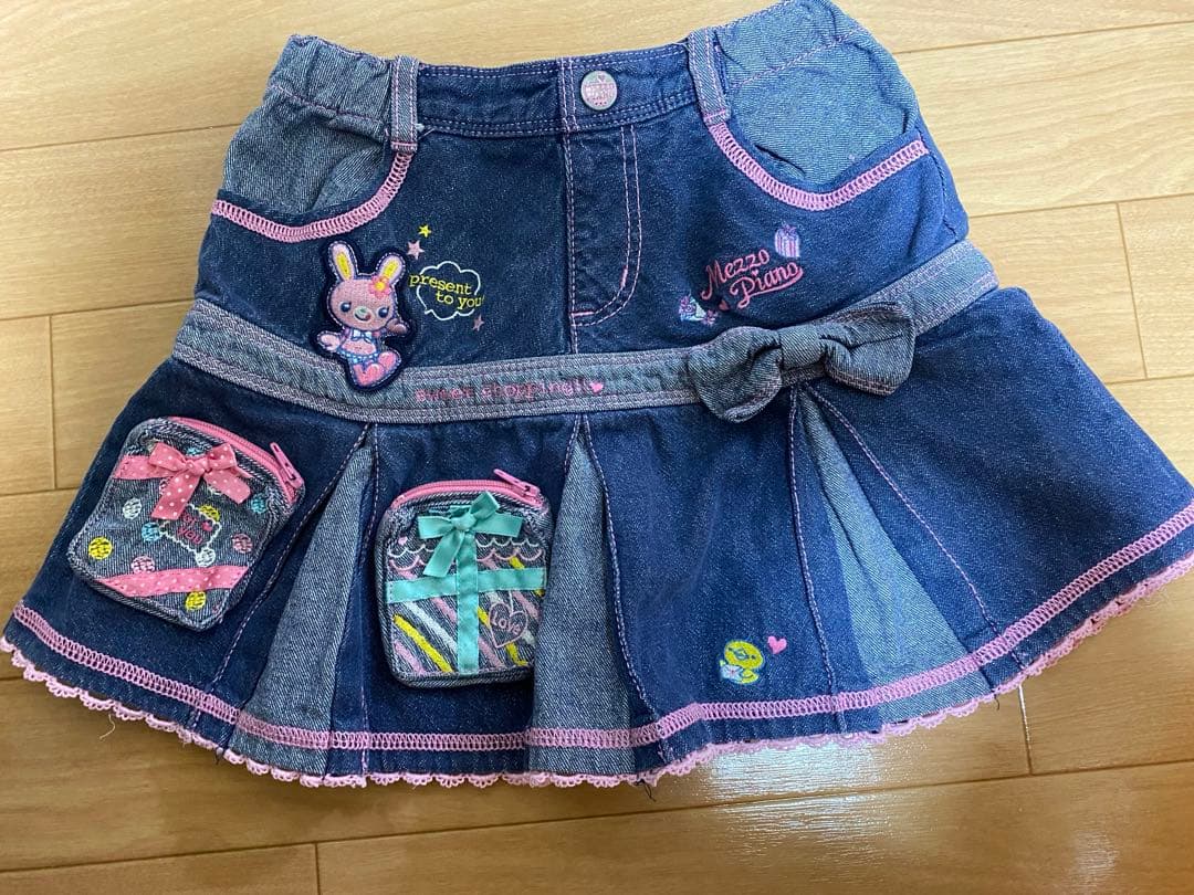 M*N様 Mezzo Piano 　デニムプリーツスカート　装飾