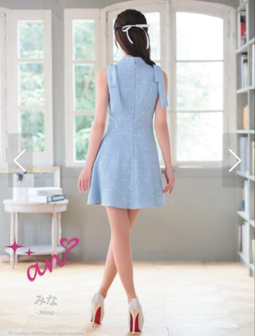 【定価27,280円】 キャバドレス an ツイード ショルダーリボン フレア