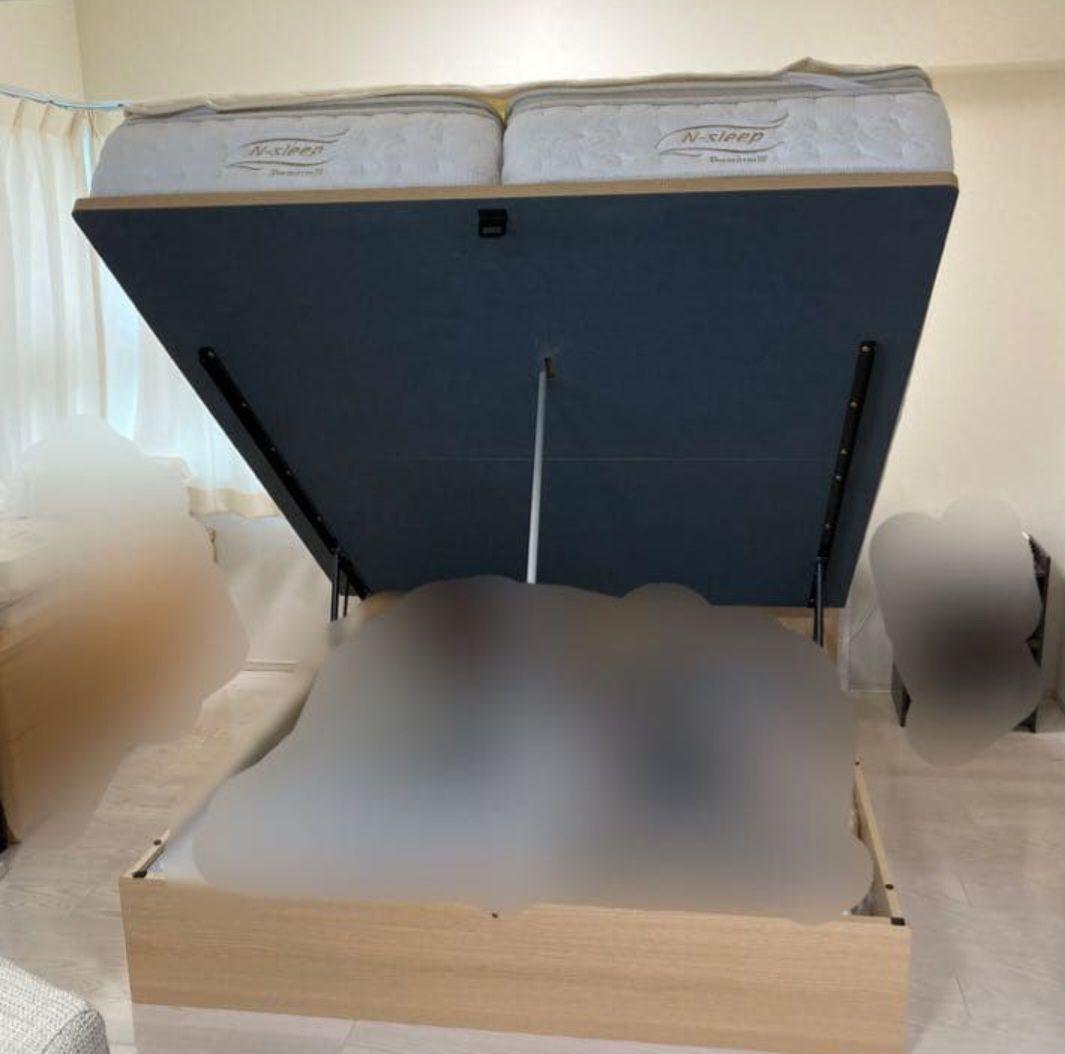 美品　ニトリ　マットレス　跳ね上げベッド　Nスリープ　敷きパット付き