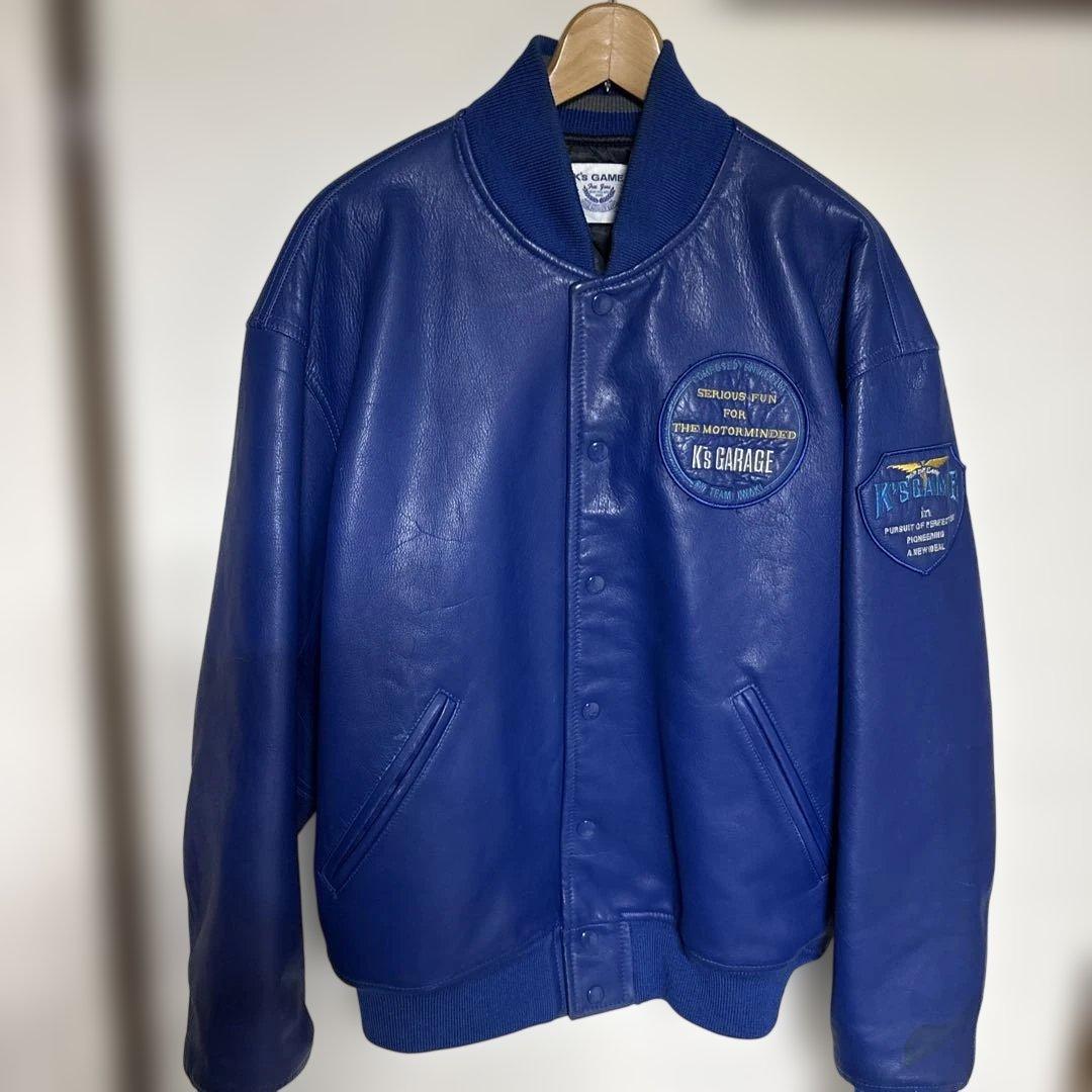 K's Garage 青 レザー スタジャン 岩城滉一 定価150000円