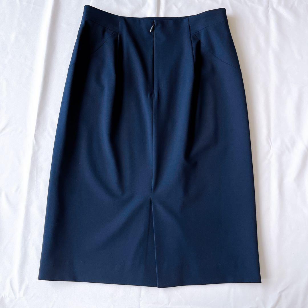 【極美品】クードシャンス 38 洗える スカートスーツ セットアップ ネイビー紺