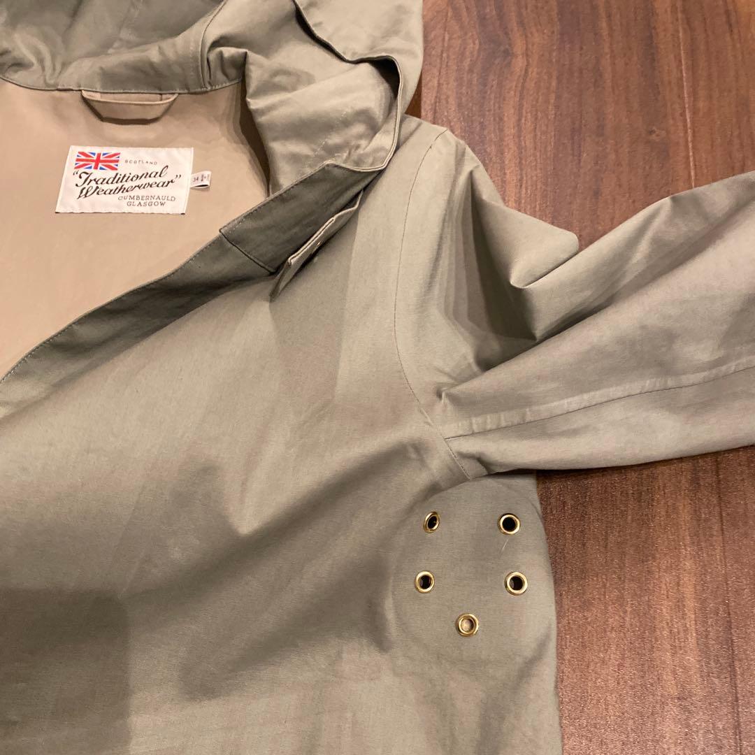 トラディショナルウェザーウェア フード付き トレンチコート（カーキ色）