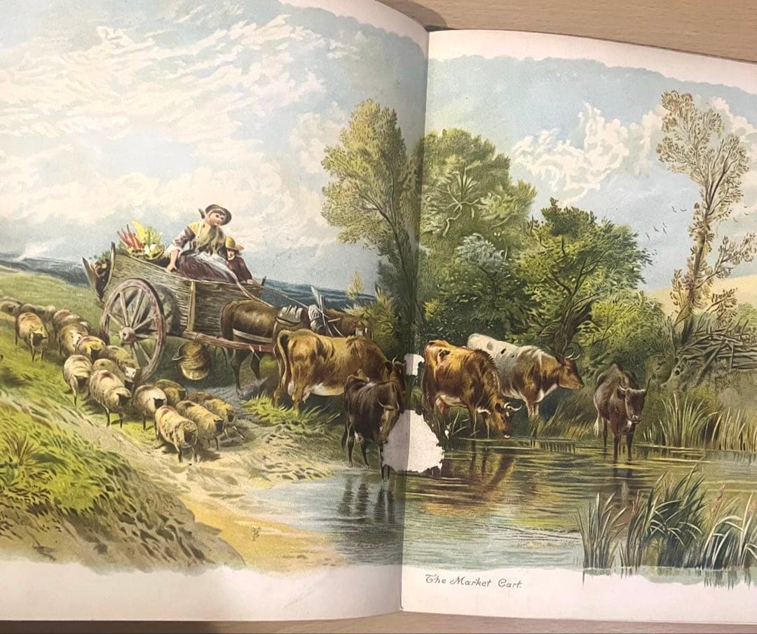 No442希少 アンティーク古書 洋書 絵本 児童書 ビクトリア 田園 牧歌
