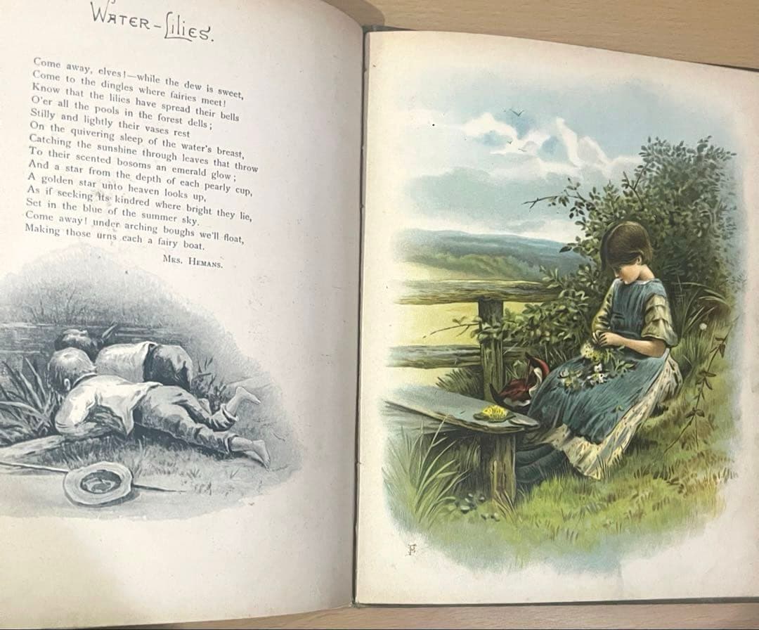 No442希少 アンティーク古書 洋書 絵本 児童書 ビクトリア 田園 牧歌