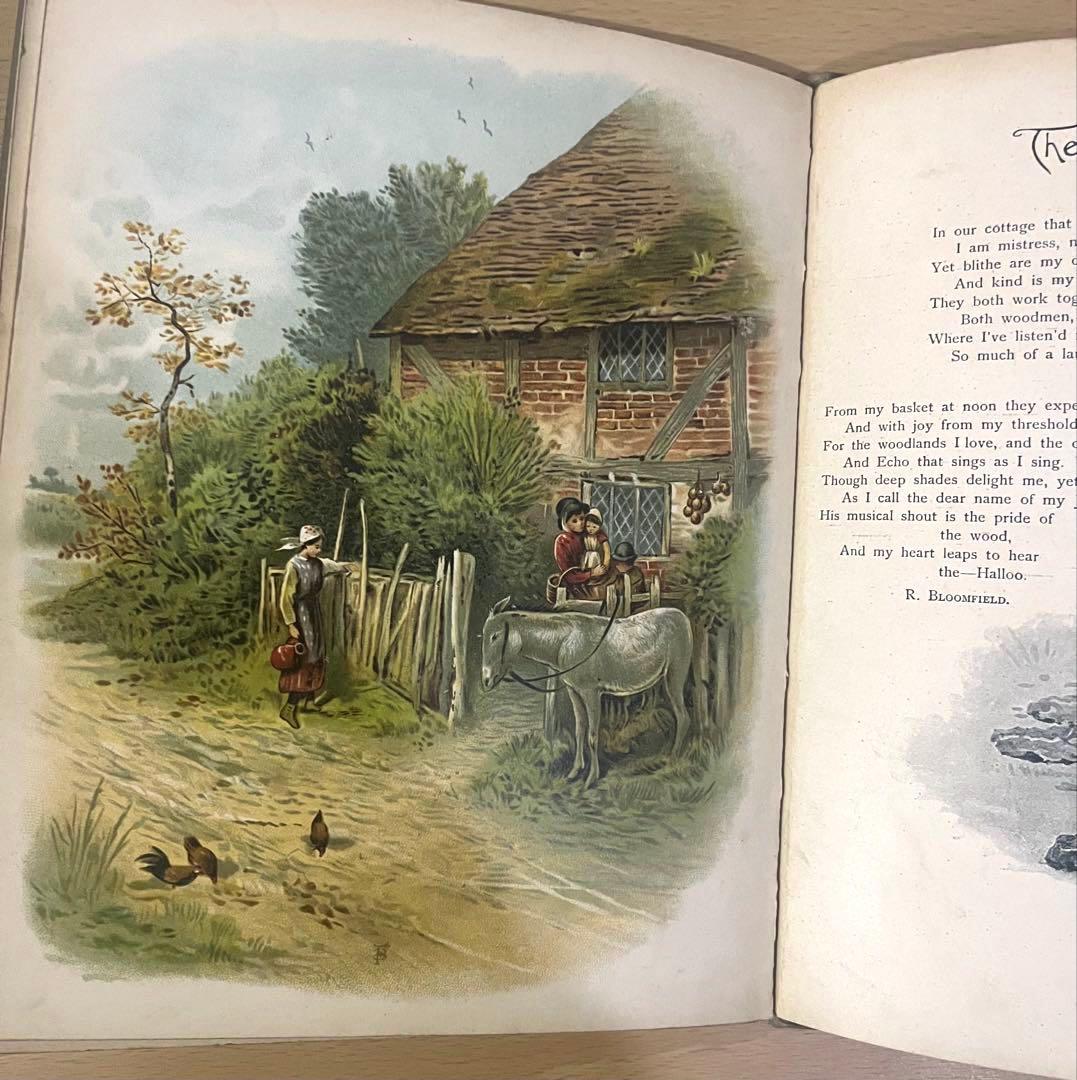 No442希少 アンティーク古書 洋書 絵本 児童書 ビクトリア 田園 牧歌