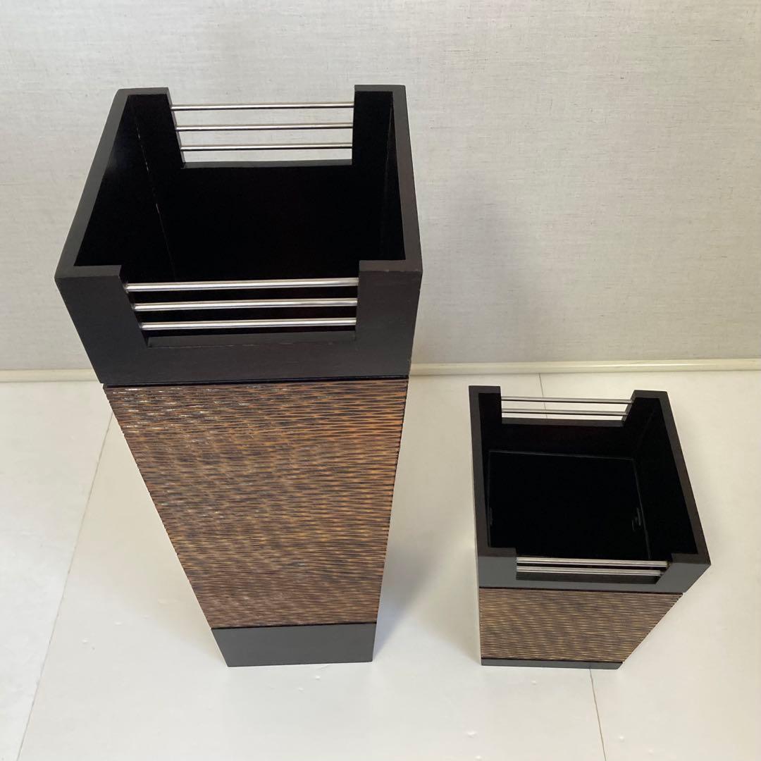 傘立て ゴミ箱 ダストボックス スタンド 2点 木製 アジアン バリ モダン