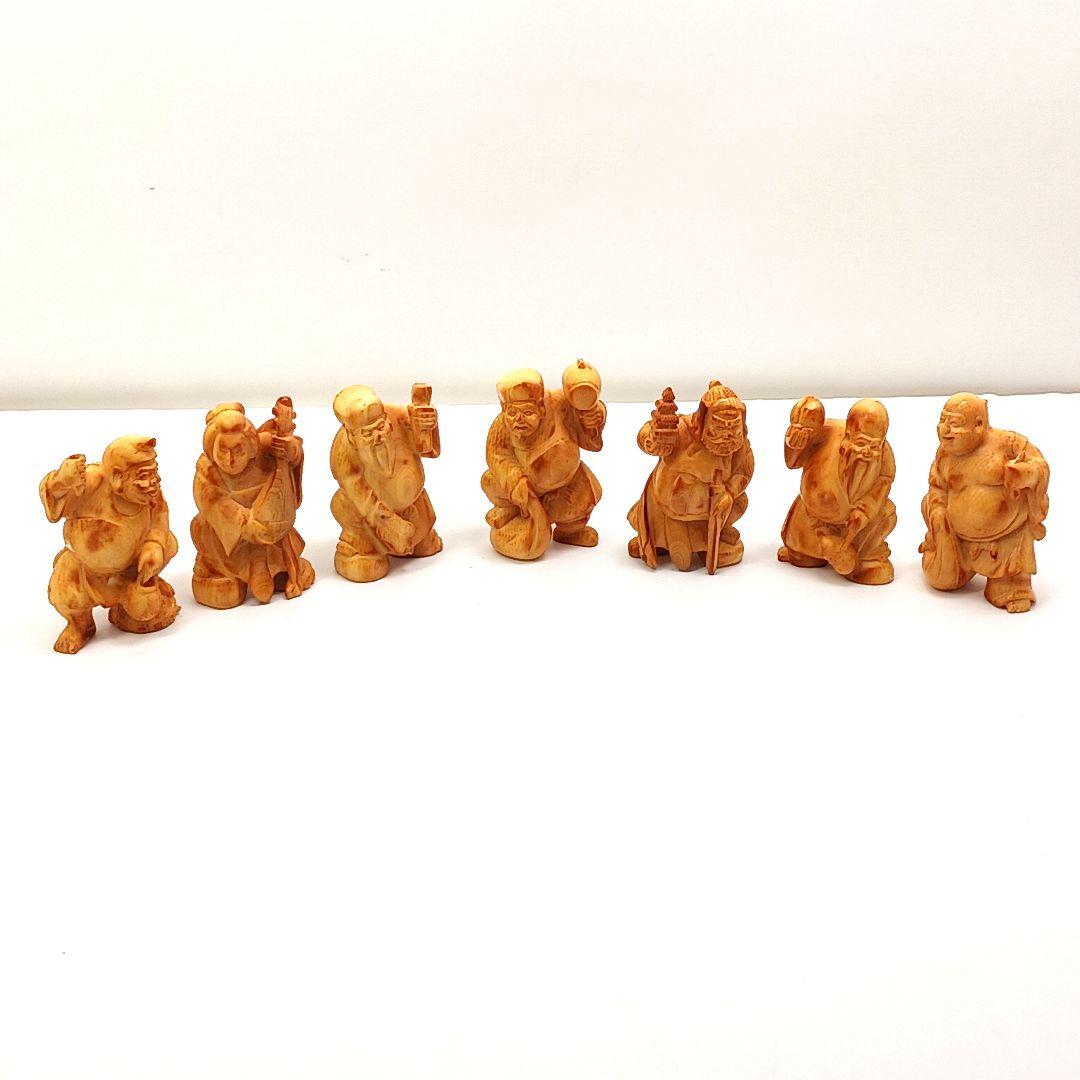 Y626-10 最終値下 高級彫刻 七福神 極上細工 根付　置物 総重量188g