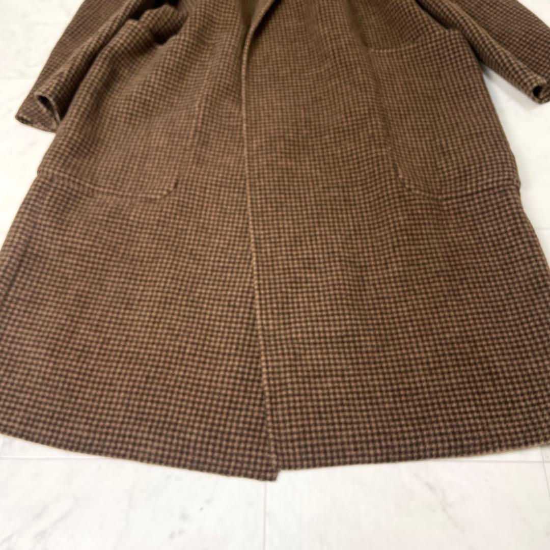 専用【美品】トゥデイフル オーバーチェックコート ウール ロング 38 茶