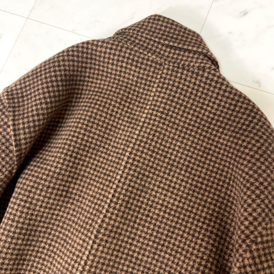 専用【美品】トゥデイフル オーバーチェックコート ウール ロング 38 茶