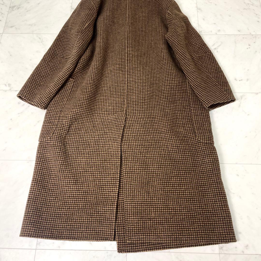 専用【美品】トゥデイフル オーバーチェックコート ウール ロング 38 茶