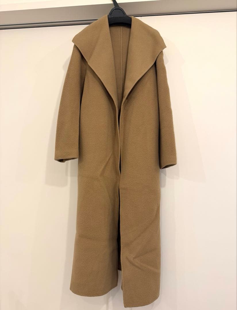 美品　anuans ビッグカラーリバーコート　キャメル Sサイズ