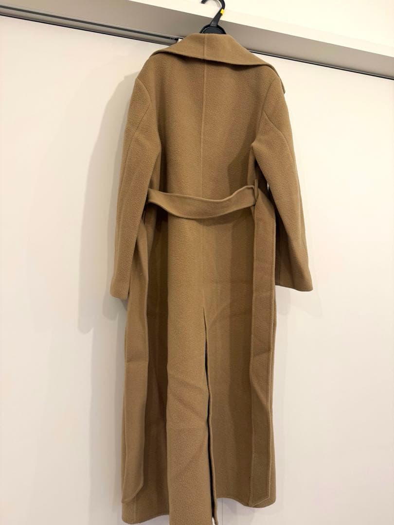 美品　anuans ビッグカラーリバーコート　キャメル Sサイズ