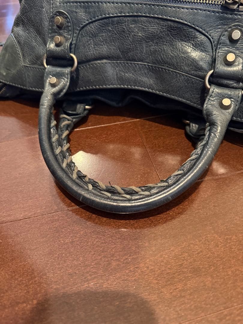 レザーショルダーバッグ エディターズ ヴィンテージ 本革 2way ダークブルー