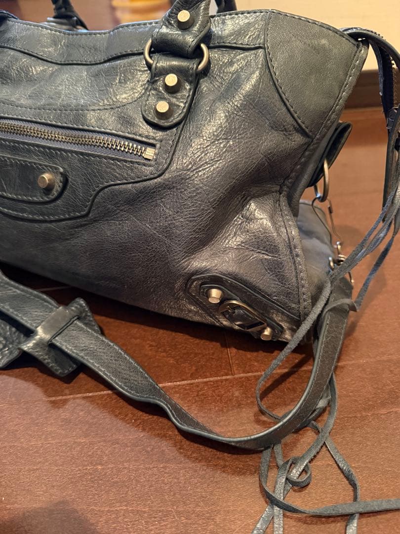 レザーショルダーバッグ エディターズ ヴィンテージ 本革 2way ダークブルー