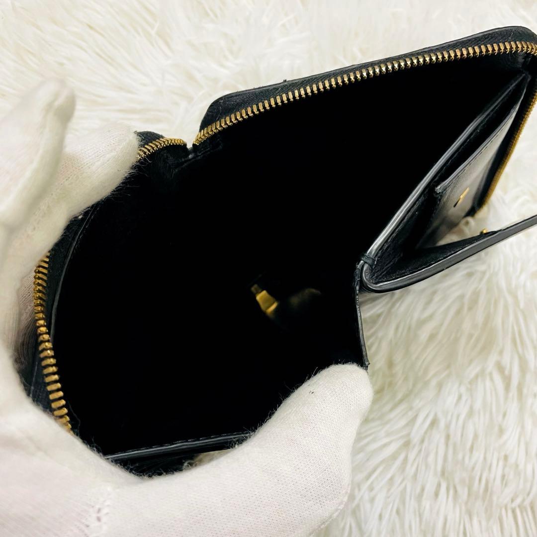 極美✨ボッテガ 二つ折り財布 ラウンドファスナー イントレ ブラック