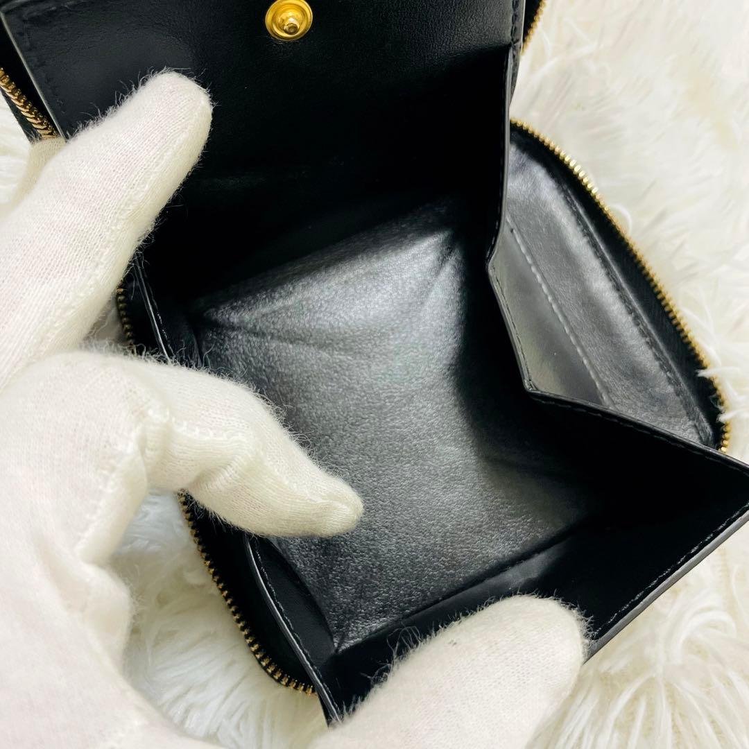 極美✨ボッテガ 二つ折り財布 ラウンドファスナー イントレ ブラック