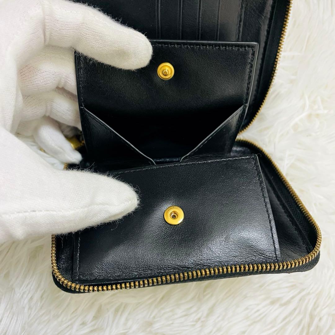 極美✨ボッテガ 二つ折り財布 ラウンドファスナー イントレ ブラック