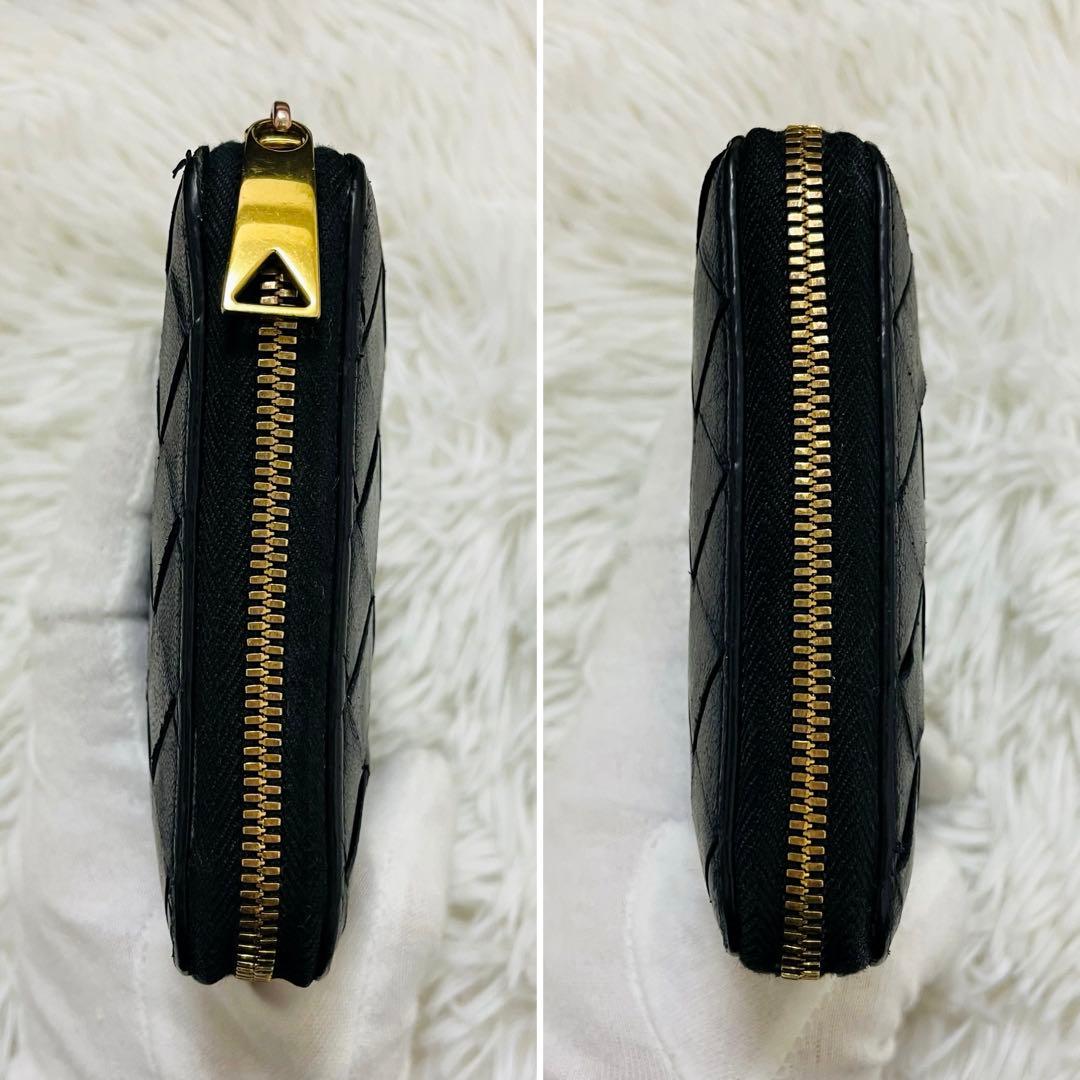 極美✨ボッテガ 二つ折り財布 ラウンドファスナー イントレ ブラック