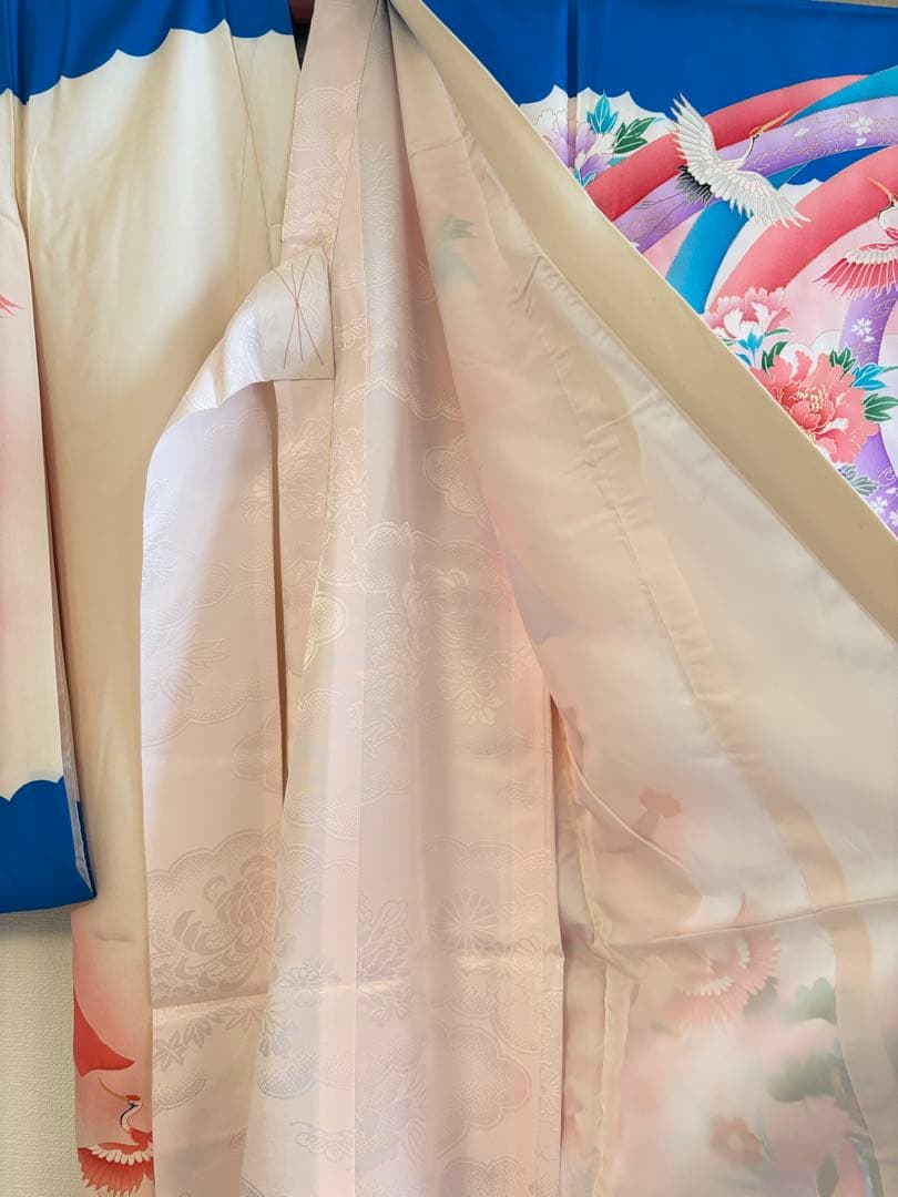 お宮参り 掛け着 正絹 のしめ 初着 青 白 ヴィンテージ M2508232