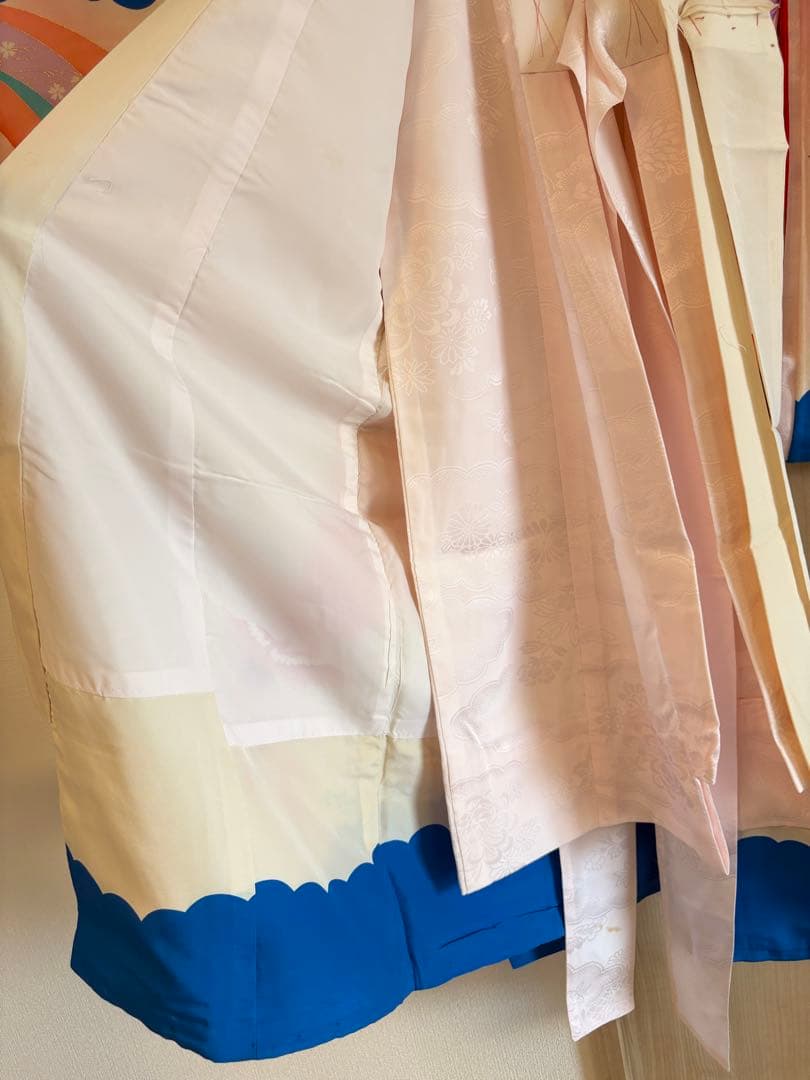 お宮参り 掛け着 正絹 のしめ 初着 青 白 ヴィンテージ M2508232