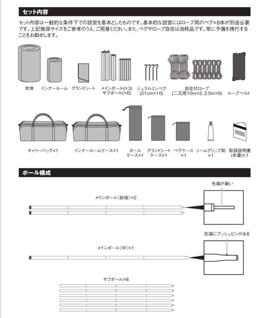  peakグランベルクM インナーマットとノースフェイスポールケース付