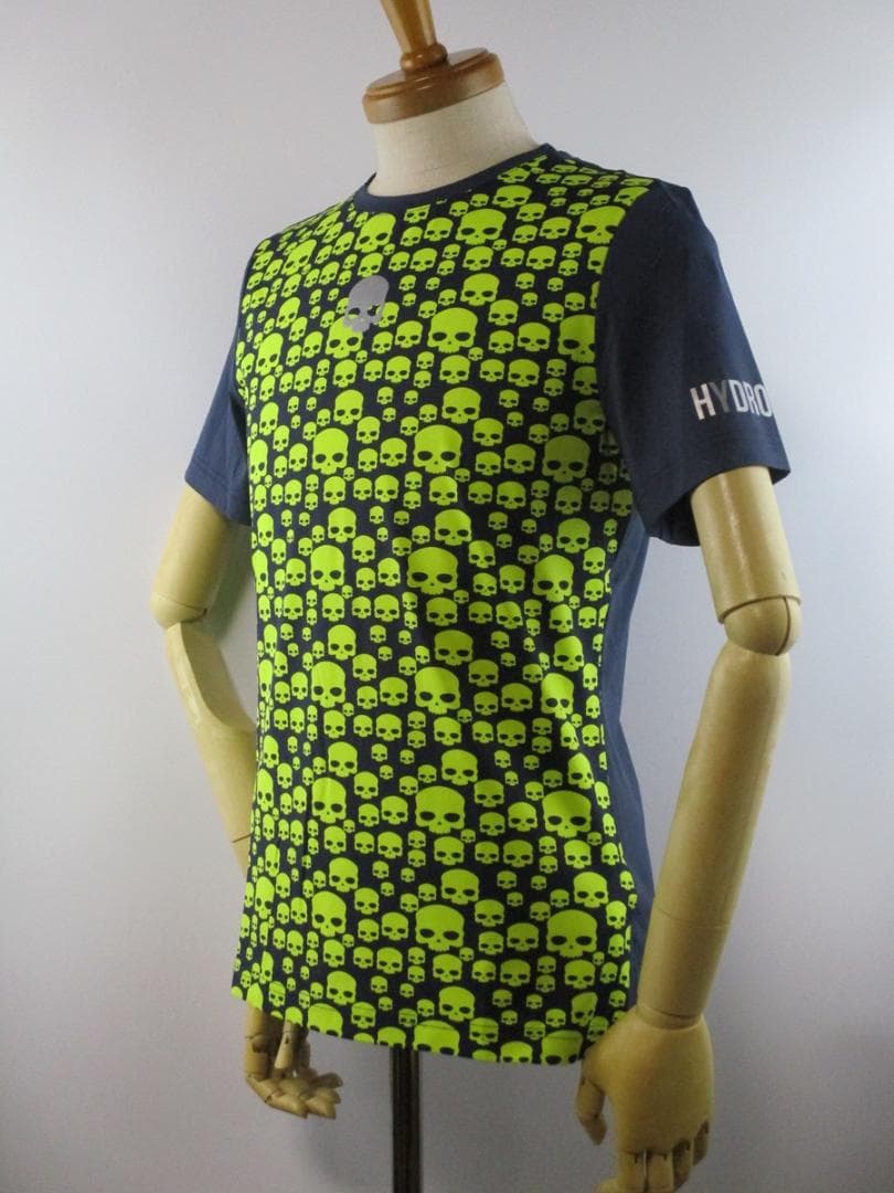 【ハイドロゲン・テニス】マルチアイコン・テックＴシャツ★S★ネイビー×イエロー