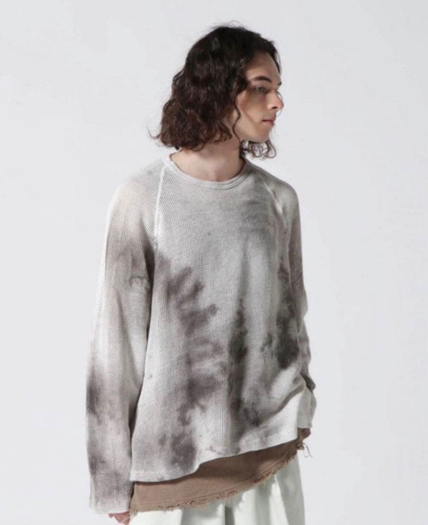 トップス ANCELLM DYED MESH LS T-SHIRT (BLACK)