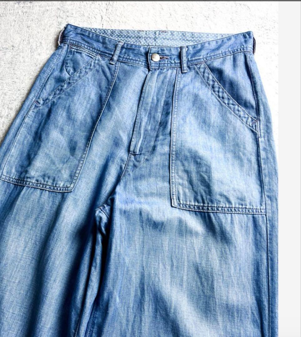 【45R】45rpm コットンリネン ペインターパンツ ライトインディゴ M
