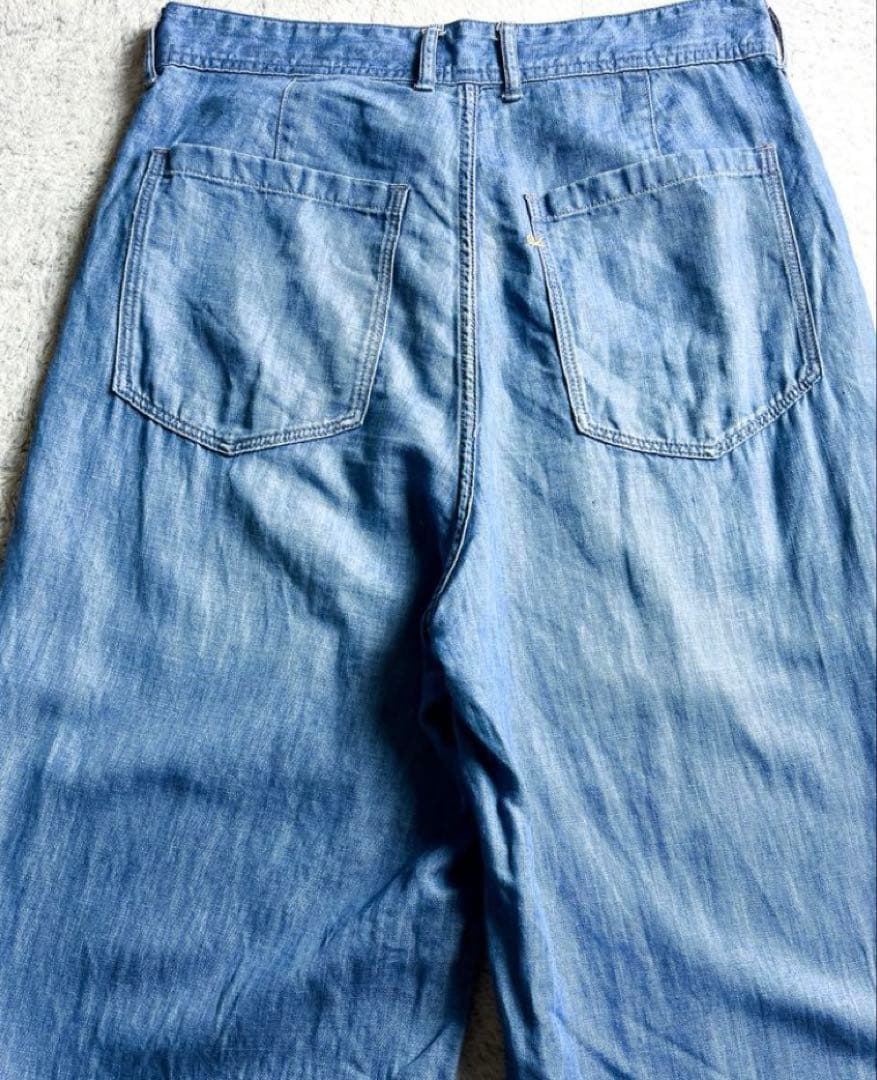 【45R】45rpm コットンリネン ペインターパンツ ライトインディゴ M