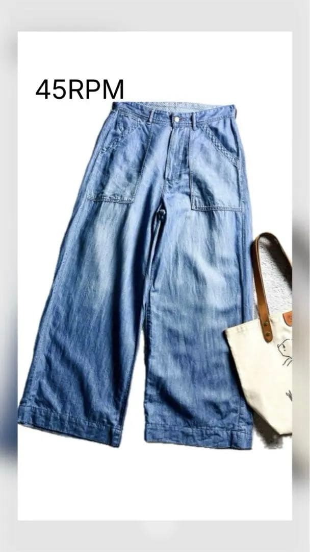 【45R】45rpm コットンリネン ペインターパンツ ライトインディゴ M