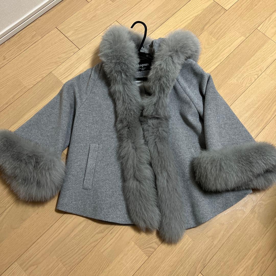 【ダイアグラム】フード付きアンゴラ フォックスファーコート 【美品】