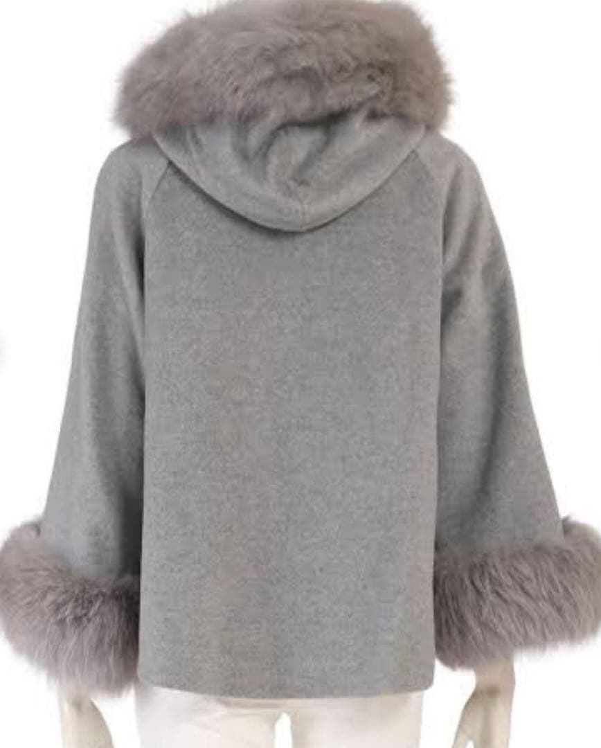【ダイアグラム】フード付きアンゴラ フォックスファーコート 【美品】
