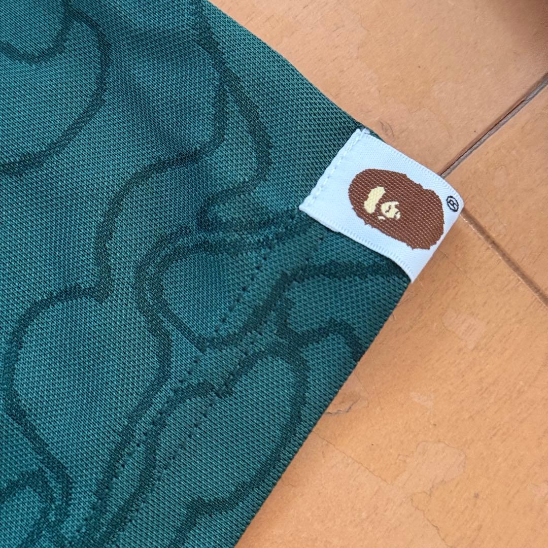 BAPE メッシュ　ジャージ ダークグリーン　ベイプ　ラグビー　長袖