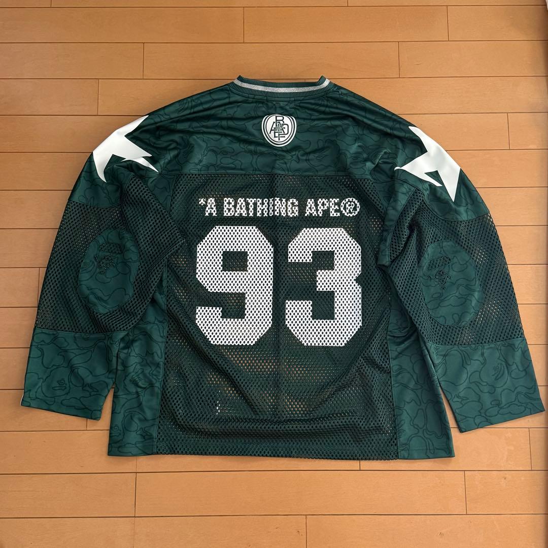 BAPE メッシュ　ジャージ ダークグリーン　ベイプ　ラグビー　長袖