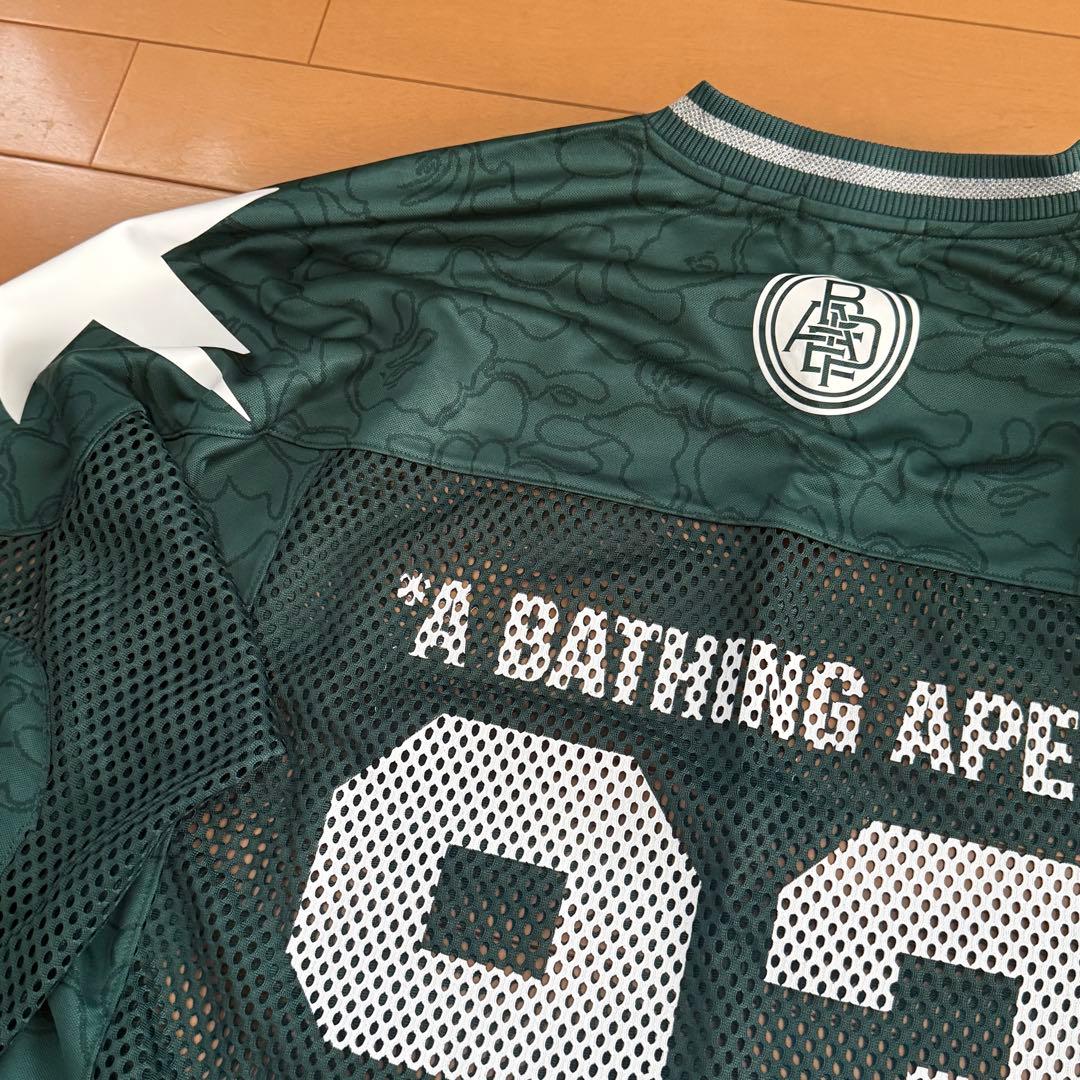BAPE メッシュ　ジャージ ダークグリーン　ベイプ　ラグビー　長袖