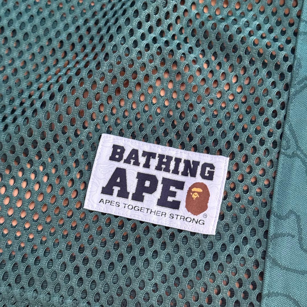 BAPE メッシュ　ジャージ ダークグリーン　ベイプ　ラグビー　長袖