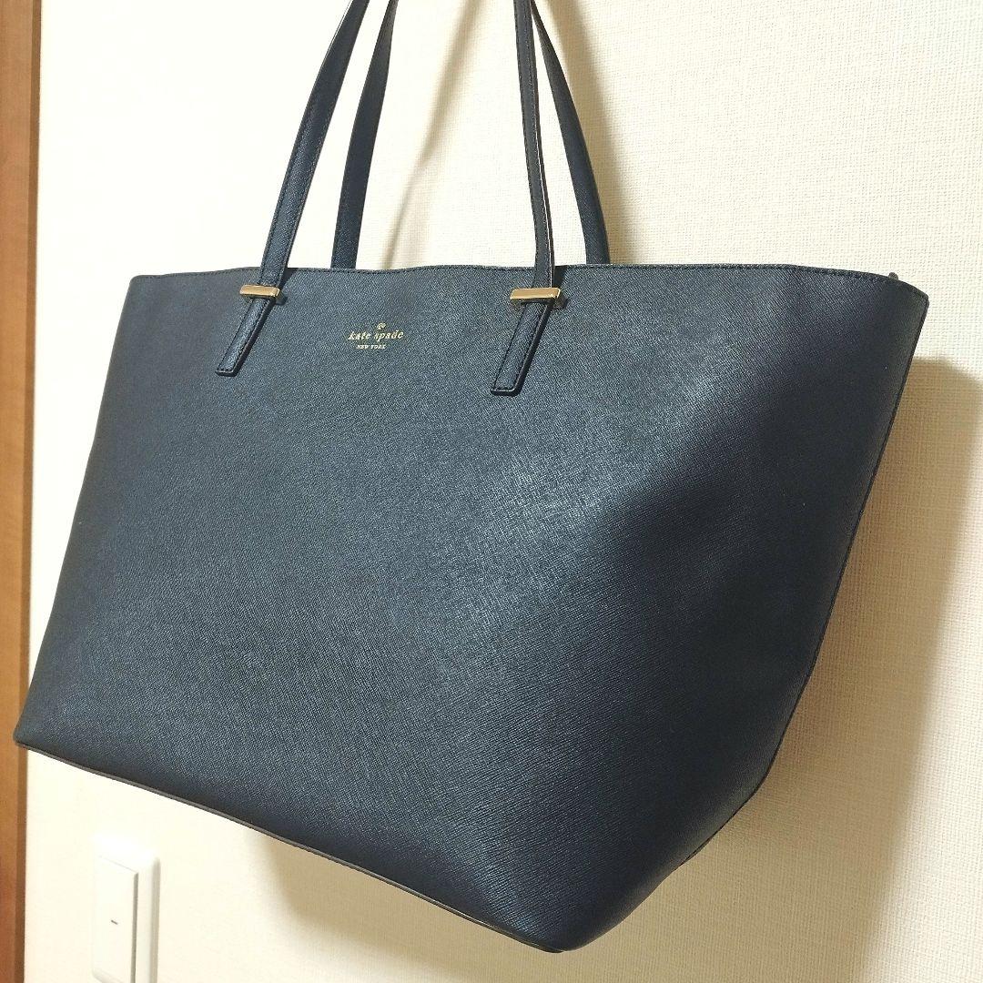 【美品】ケイトスペード　トートバッグ　サフィアーノレザー　ブラック　不織布付