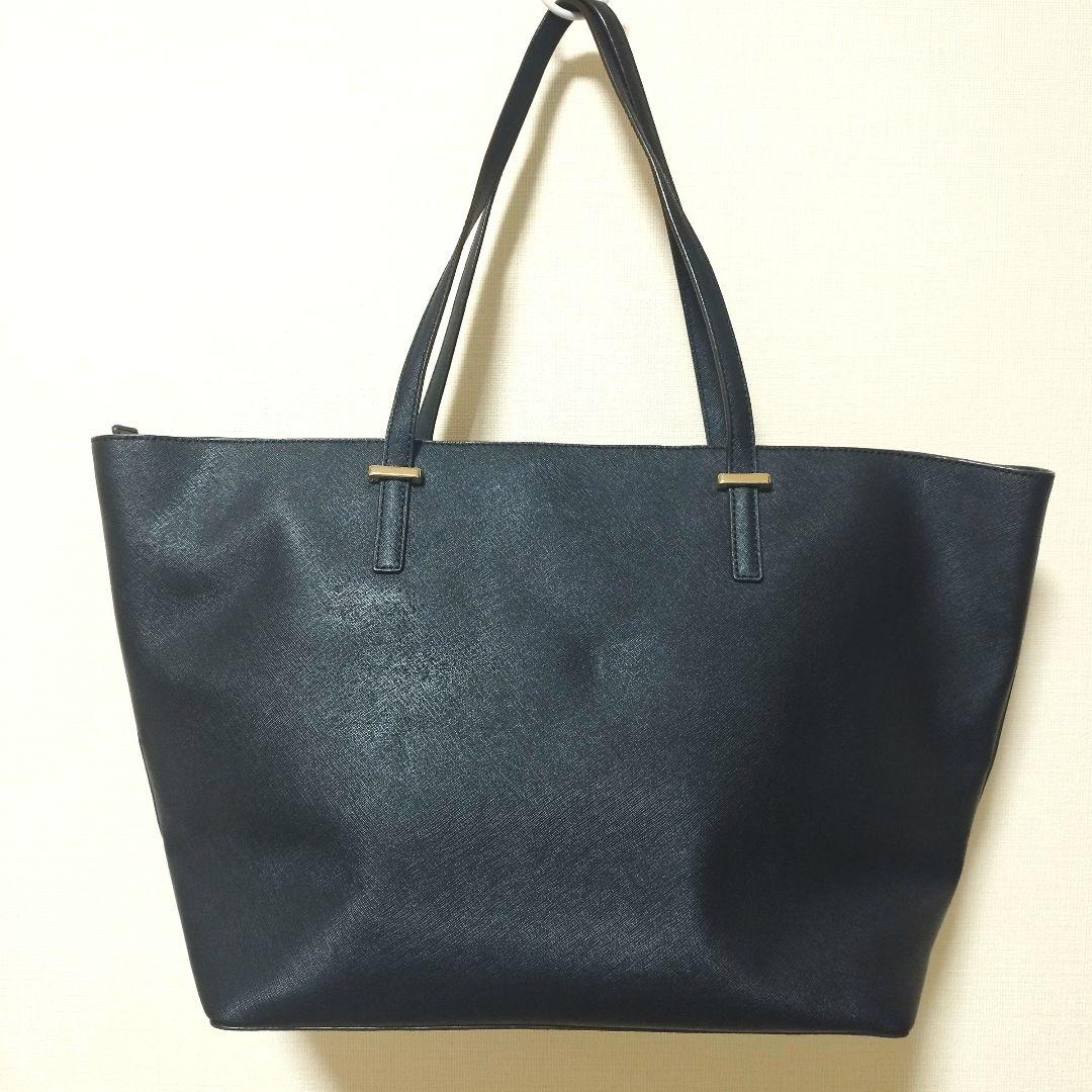 【美品】ケイトスペード　トートバッグ　サフィアーノレザー　ブラック　不織布付