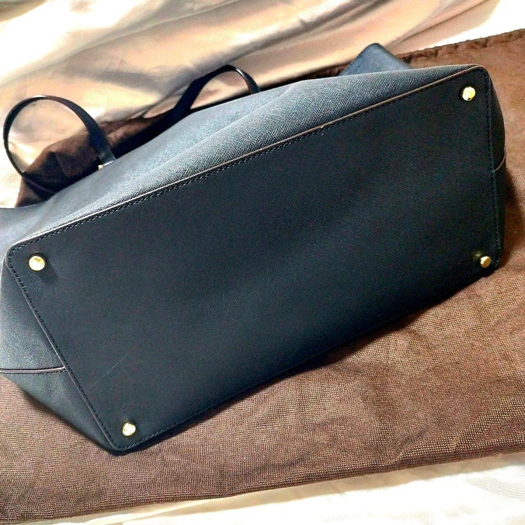 【美品】ケイトスペード　トートバッグ　サフィアーノレザー　ブラック　不織布付