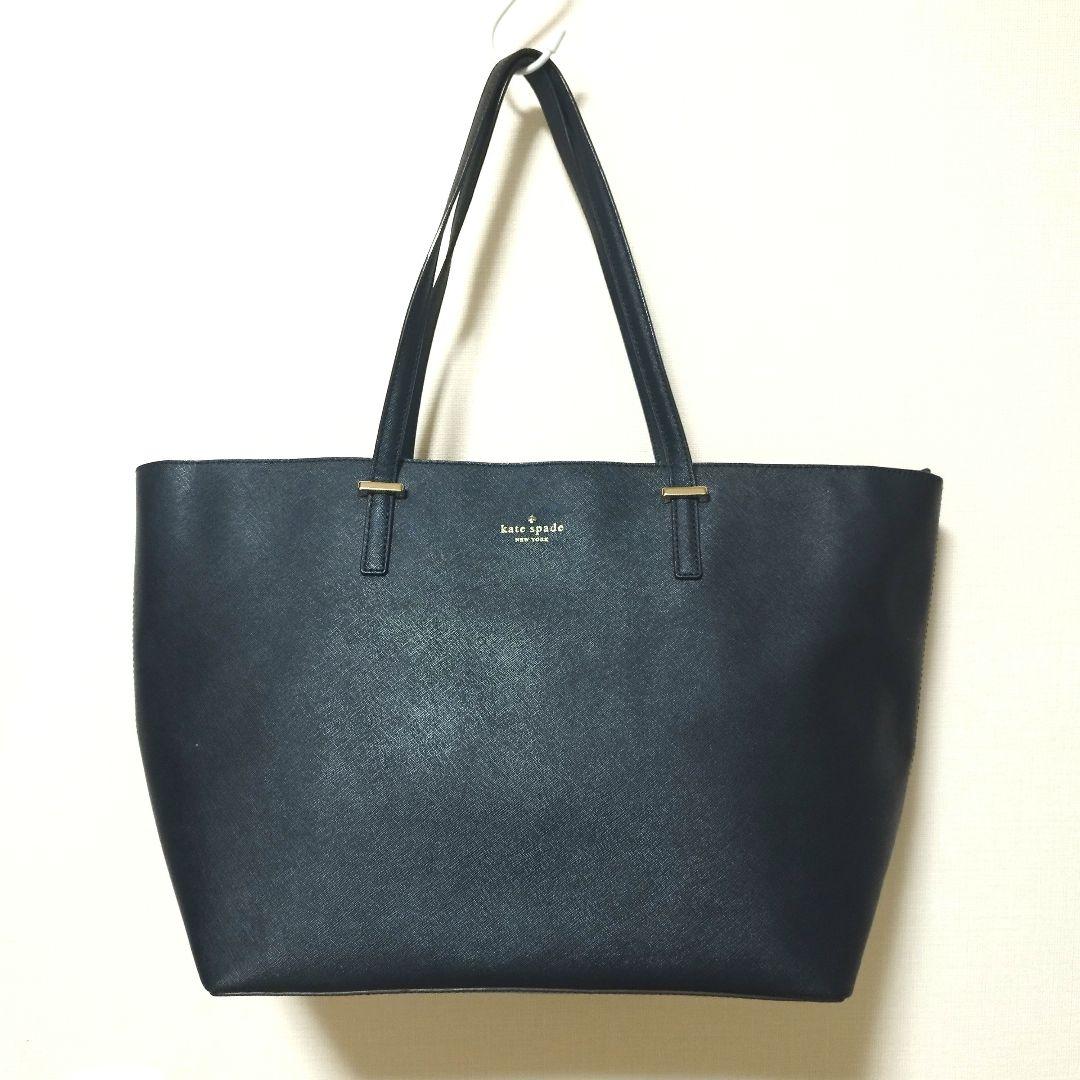 【美品】ケイトスペード　トートバッグ　サフィアーノレザー　ブラック　不織布付