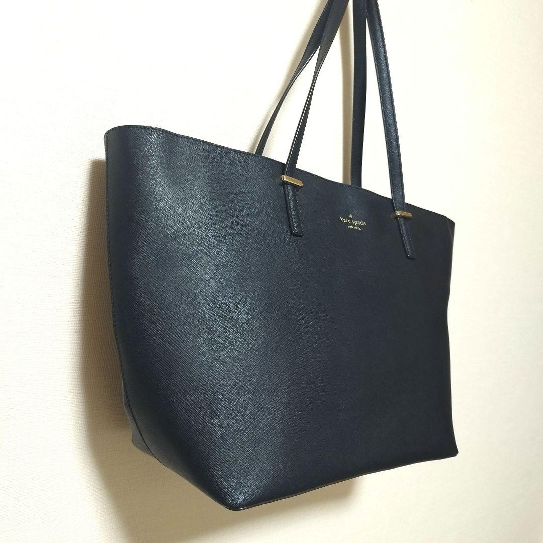 【美品】ケイトスペード　トートバッグ　サフィアーノレザー　ブラック　不織布付