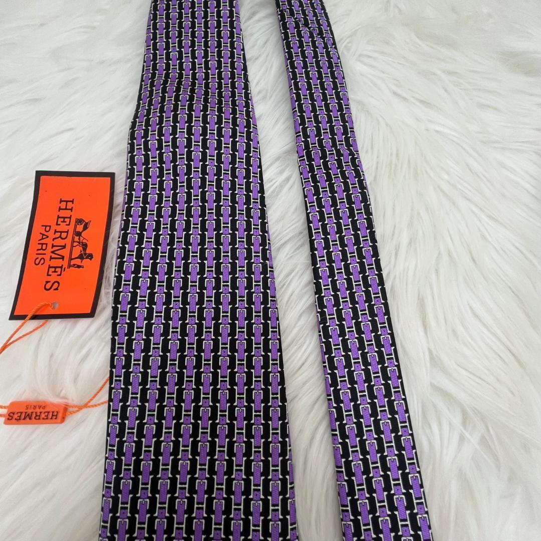 エルメスネクタイ　新品未使用品✨HERMES シルク100％　パープル