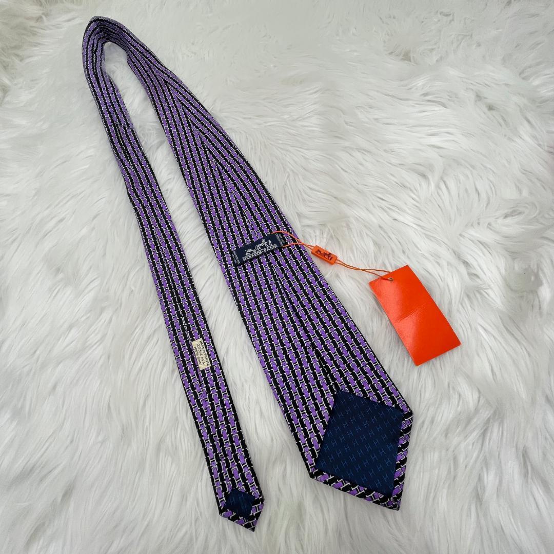 エルメスネクタイ　新品未使用品✨HERMES シルク100％　パープル