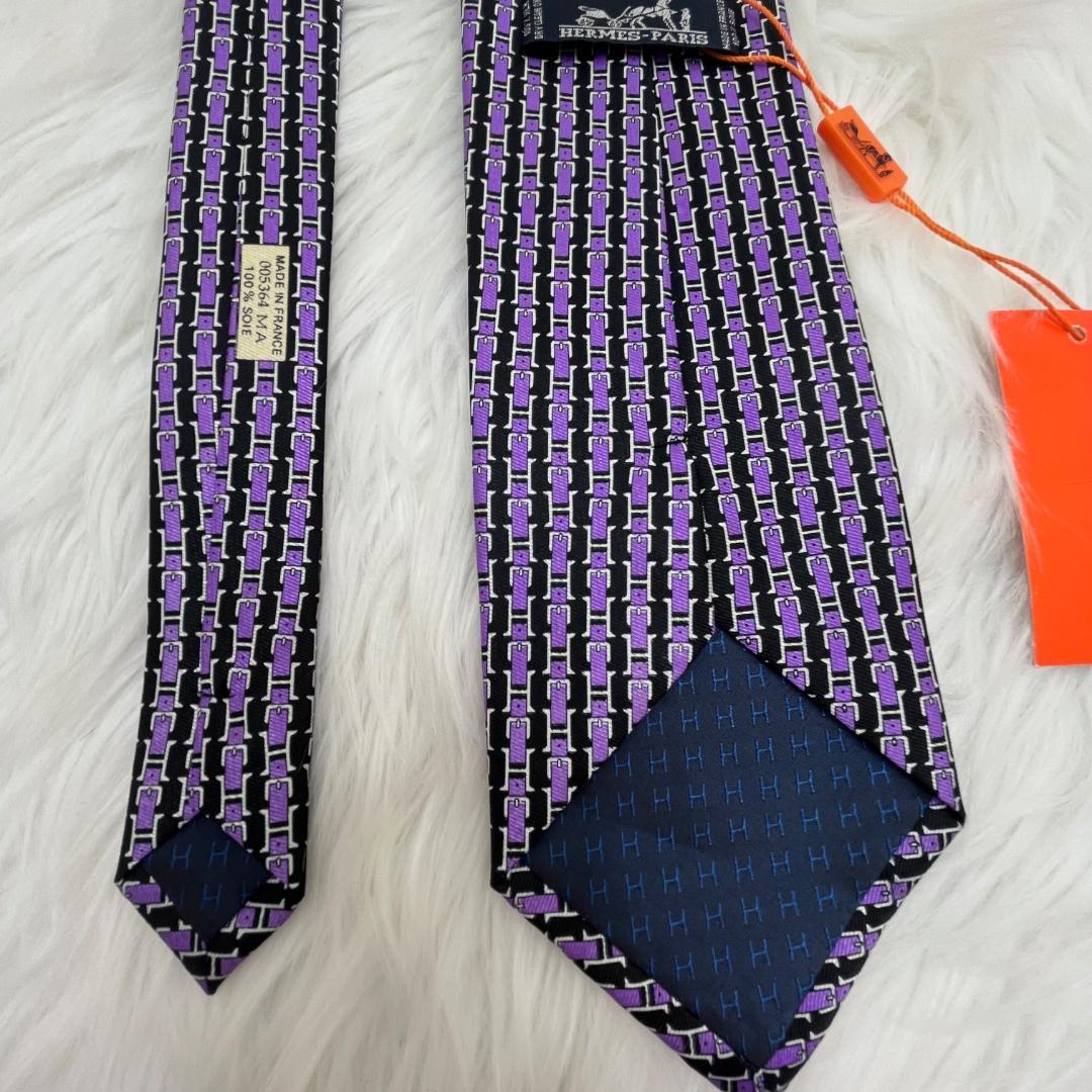 エルメスネクタイ　新品未使用品✨HERMES シルク100％　パープル