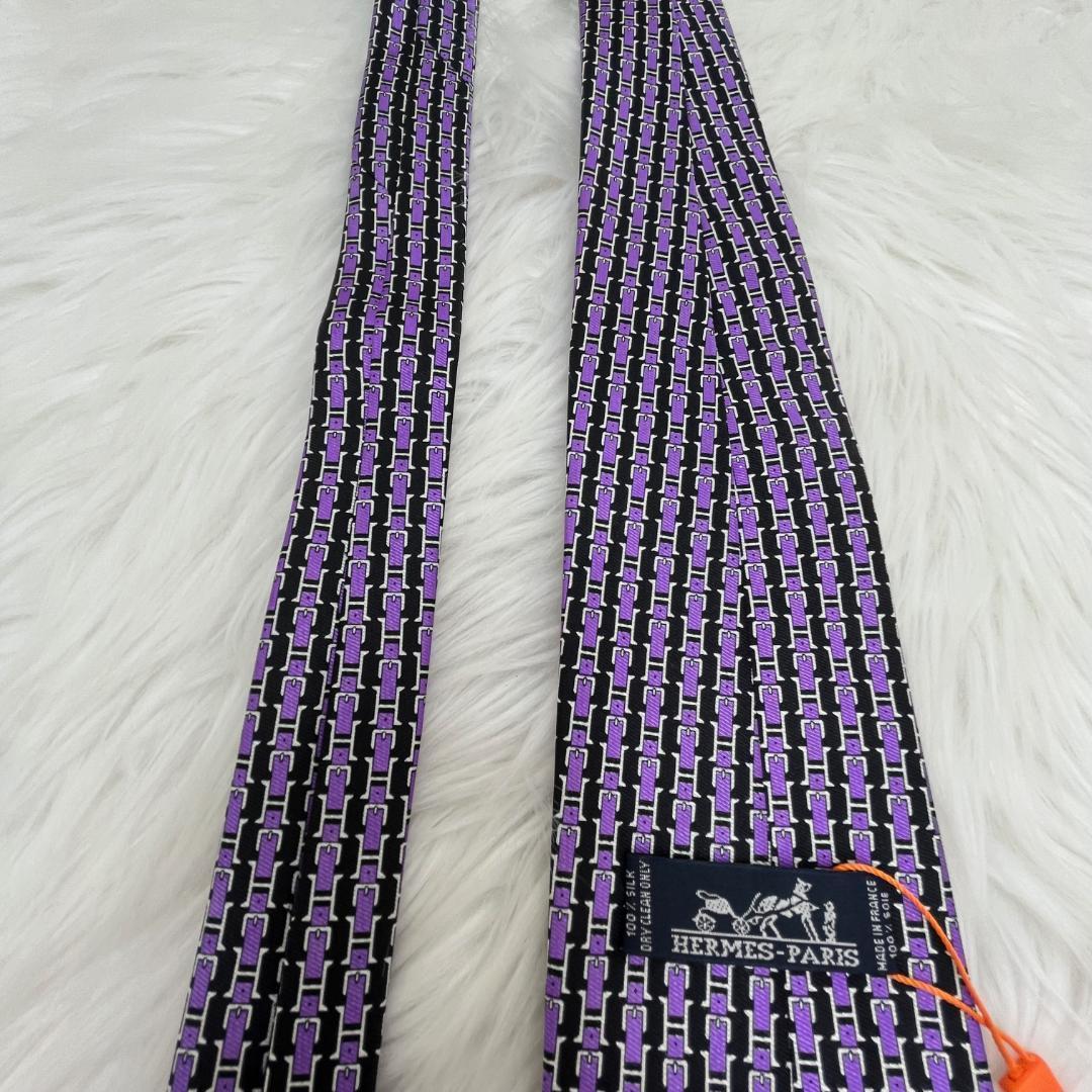 エルメスネクタイ　新品未使用品✨HERMES シルク100％　パープル